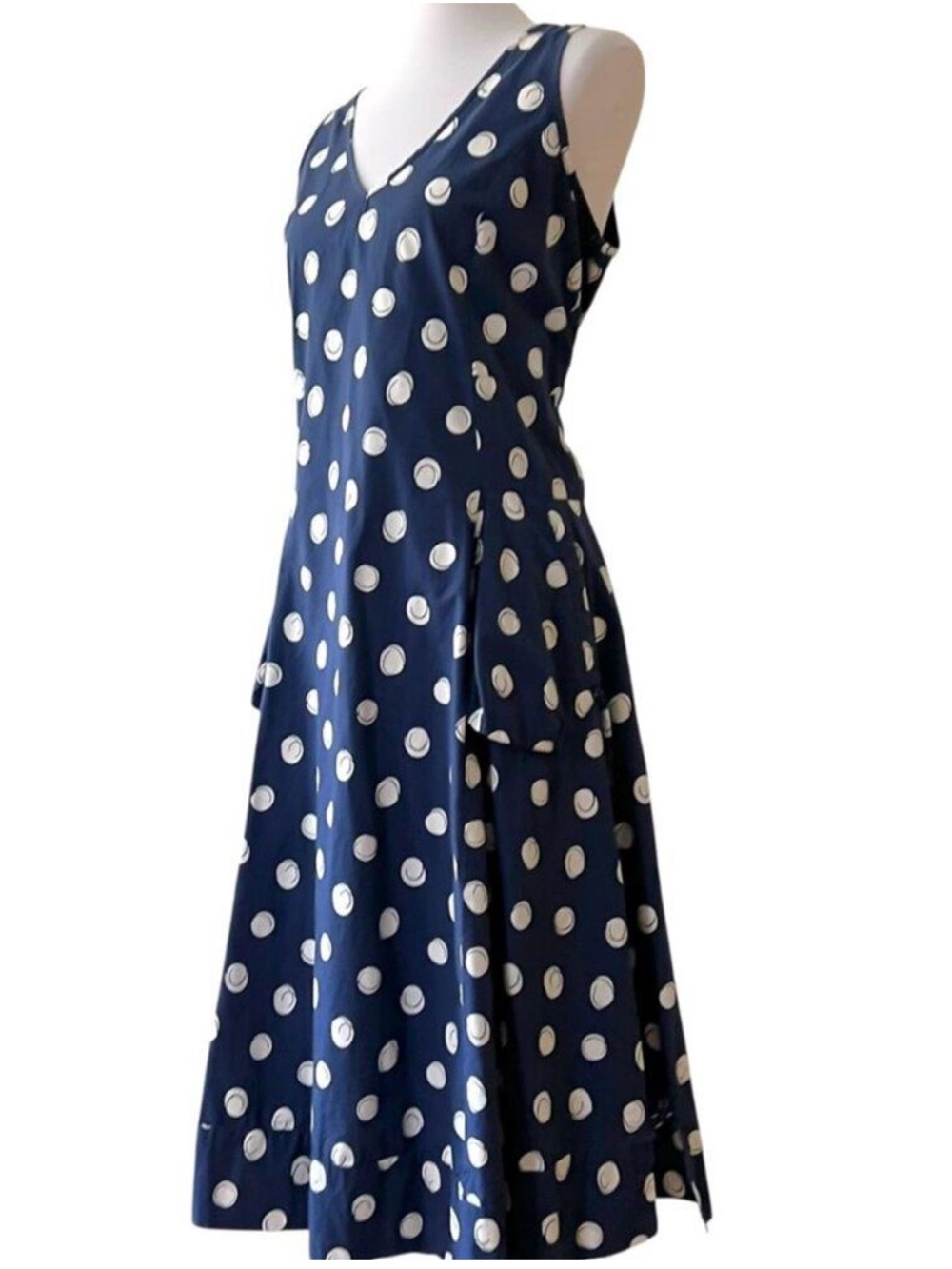 Snapdragon & Twig Medium Dress Midi Large 100% Cotton Retro Polka Dot Tie Back